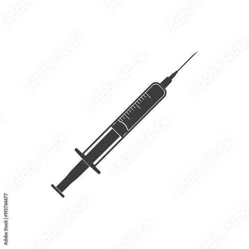 Syringe Icon. Flat black vector illustration on white background.