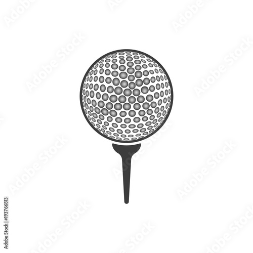 Golf ball close-up icon. Flat black vector illustration on white background.