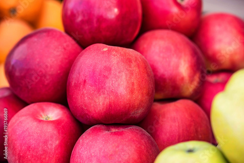 Pile of red apples on outdoor market