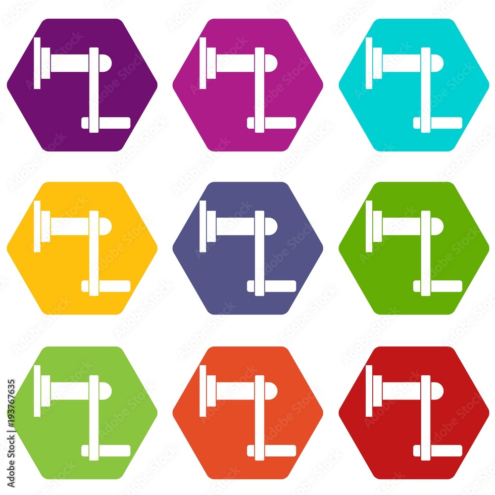 Twist tool icon set color hexahedron Twist tool icon set color hexahedron