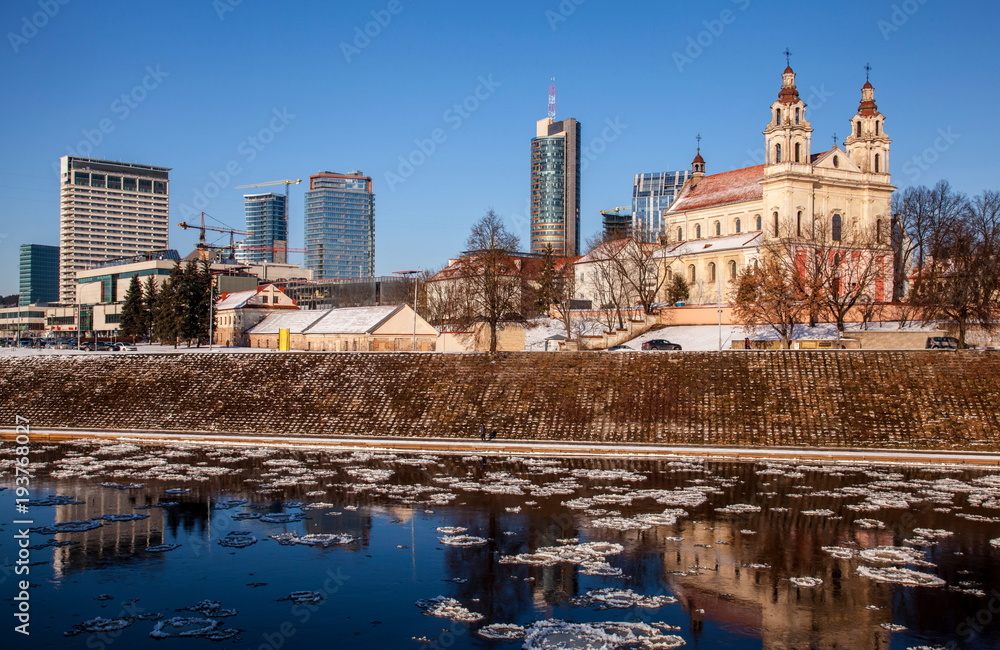 Vilnius,Buildings on the Right Bank of the Neris River