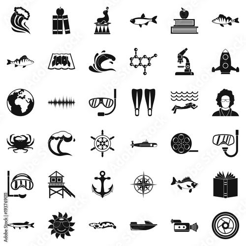 Oceanologist icons set, simple style