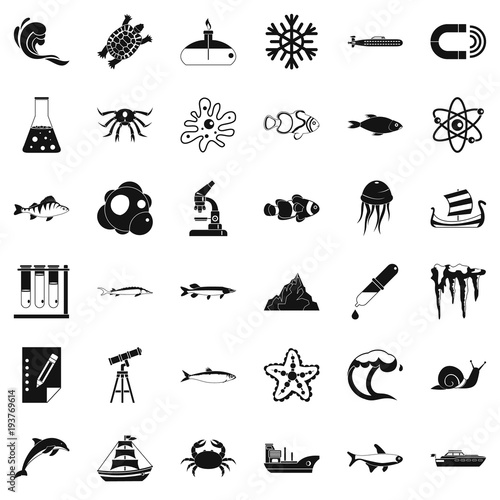 Navy department icons set, simple style photo