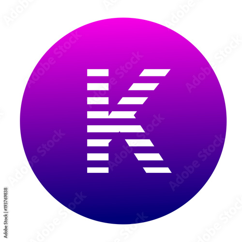 K logo vector font. Futuristic outline letter. High quality line single sign. Elegant creative white symbol on colorful background. Latin minimal alphabet letters. Universal vector icon.