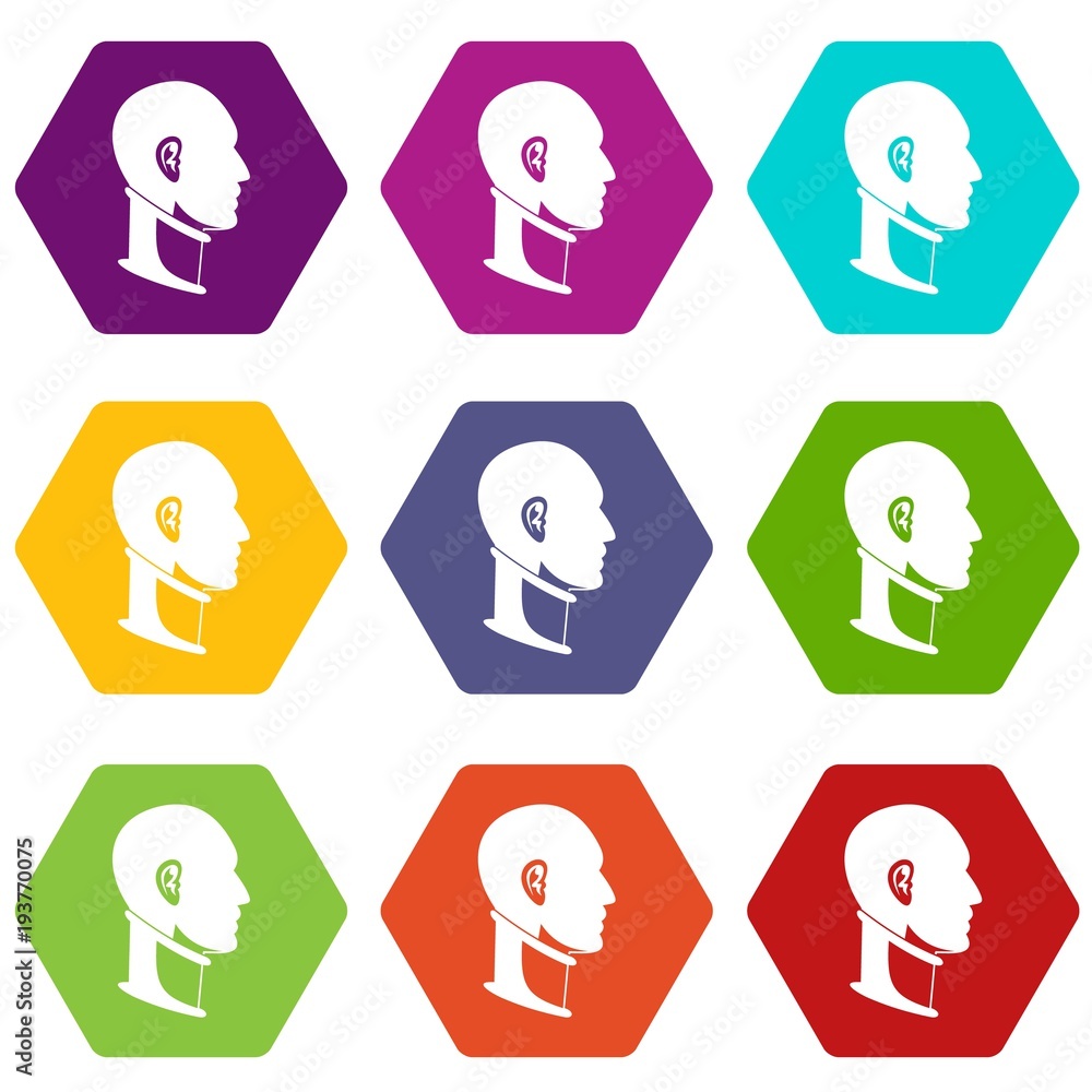 Cervical collar icon set color hexahedron Cervical collar icon set color hexahedron