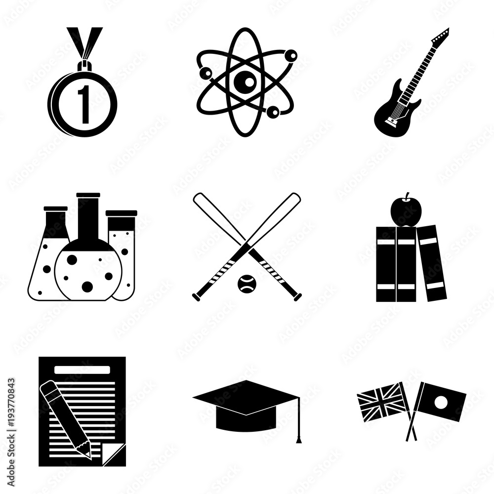 New student icons set, simple style