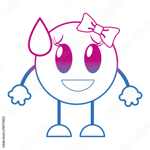 degraded line shame laugh female emoji expression with arms and legs