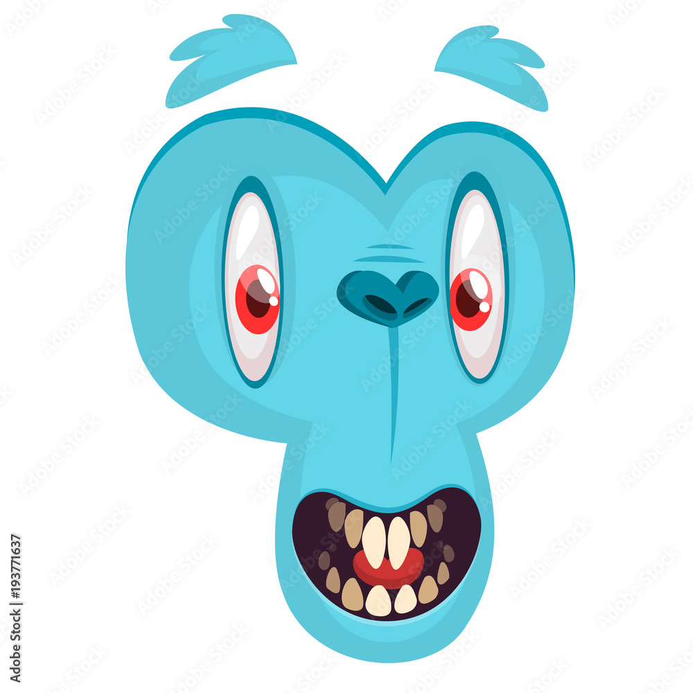 Scary cartoon yeti bigfoot face avatar. Vector blue monster Stock Vector |  Adobe Stock
