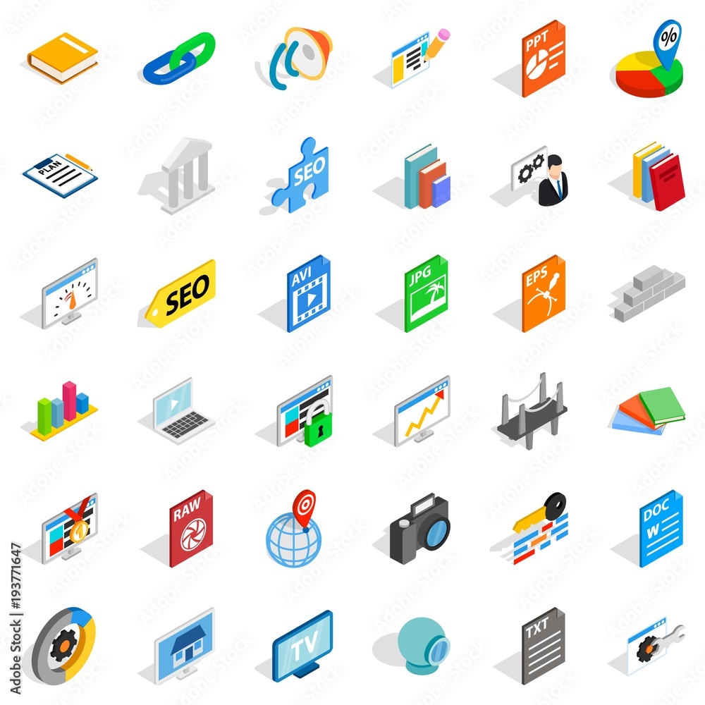 Office document icons set, isometric style Office document icons set, isometric style