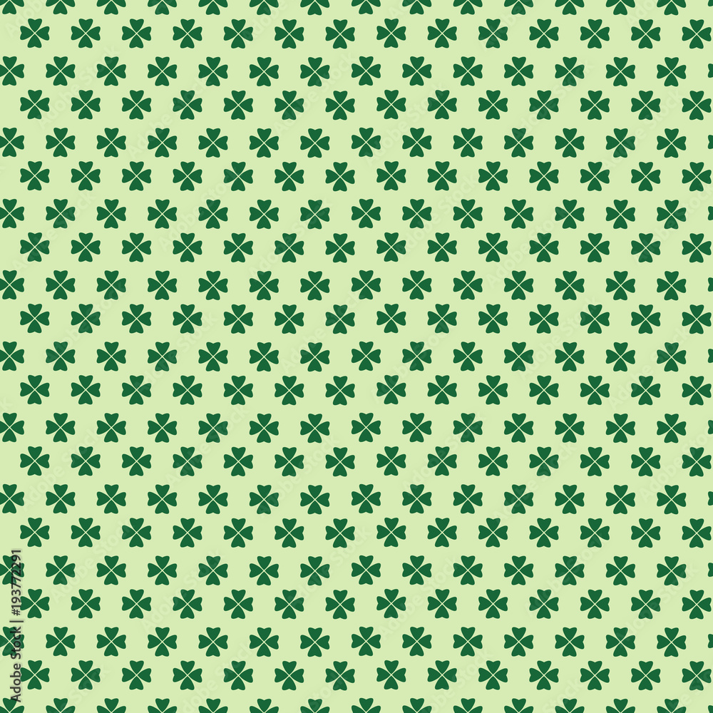Cute Background For St. Patricks Day Seamless Pattern Wallpaper With Shamrock Leaves Vector Illustration