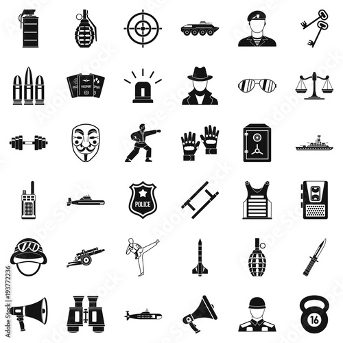 Officer icons set, simple style