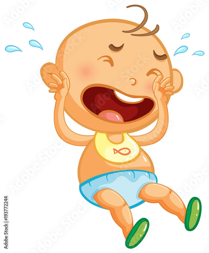 Baby boy crying on white background