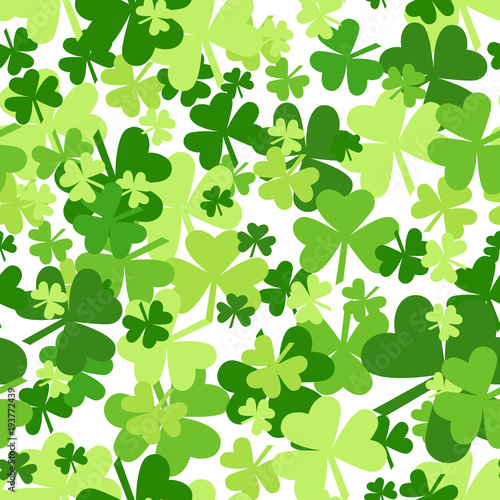 Shamrock Seamless Patterns Set Creative Clover Background For Saint Patricks Day Holiday Vector Illustration