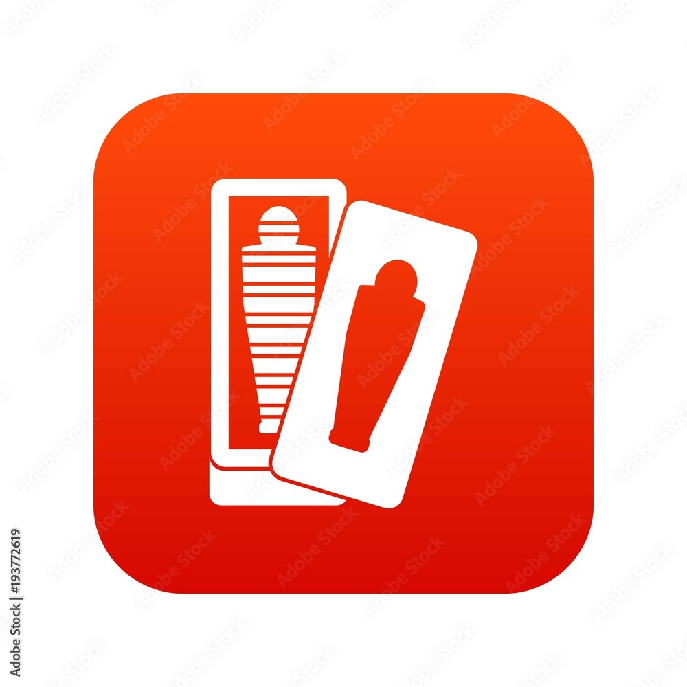 Mummy in sarcophagus icon digital red