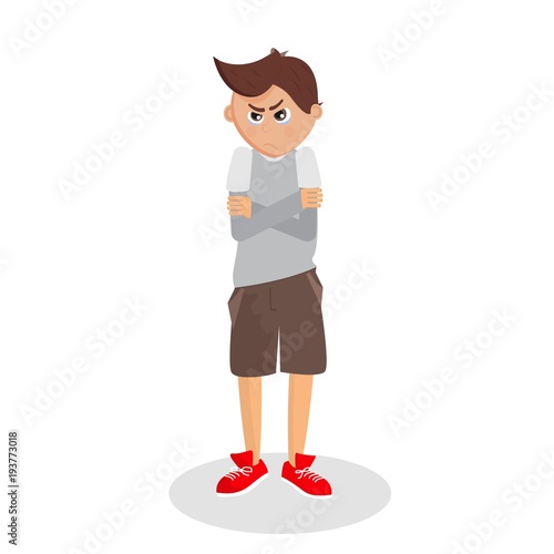 Sad offended character with big anime tear-stained eyes. 