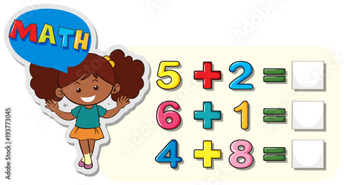 Math worksheet for addition