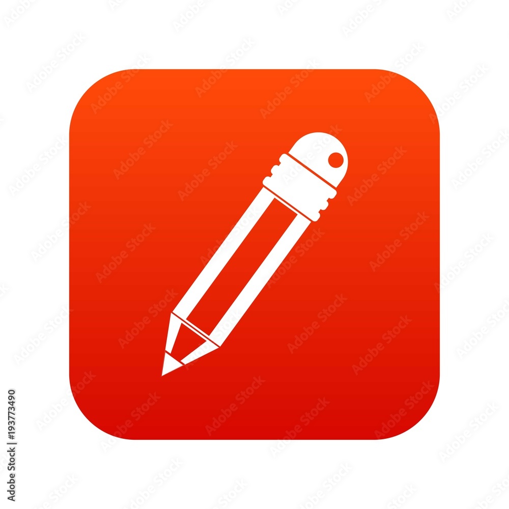 Pencil with eraser icon digital red Pencil with eraser icon digital red