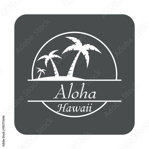 Icono plano Aloha Hawaii en cuadrado gris