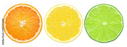 Obraz  z motywem citrus slice, orange, lemon, lime, isolated on white background, clipping path