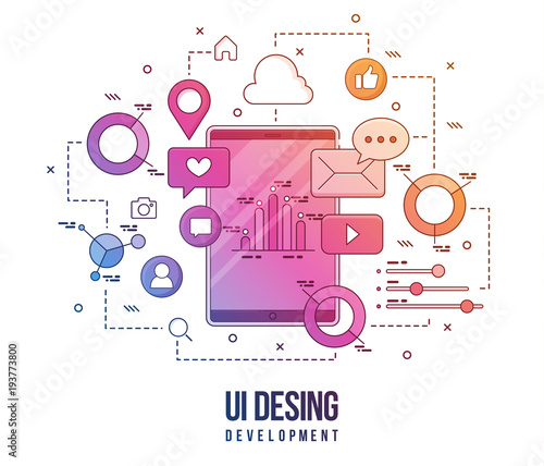 Flat illustration for ui-ux design  web design  mobile apps development. Modern flat colorful line designed concept.