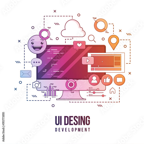 Flat illustration for ui-ux design  web design  mobile apps development. Modern flat colorful line designed concept.