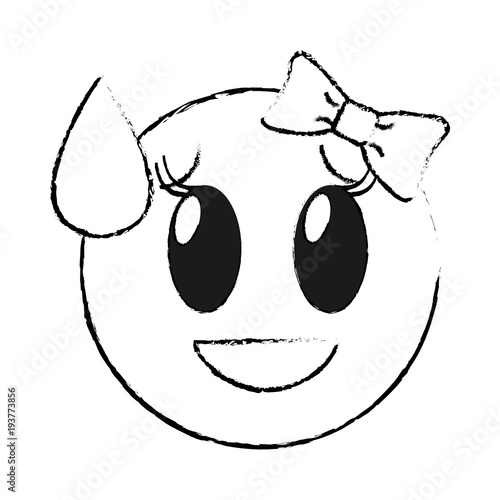 grunge shame laugh female emoji expression with ribbon bow