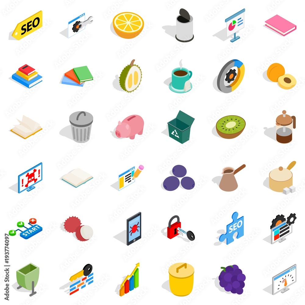 Place of employment icons set, isometric style Place of employment icons set, isometric style