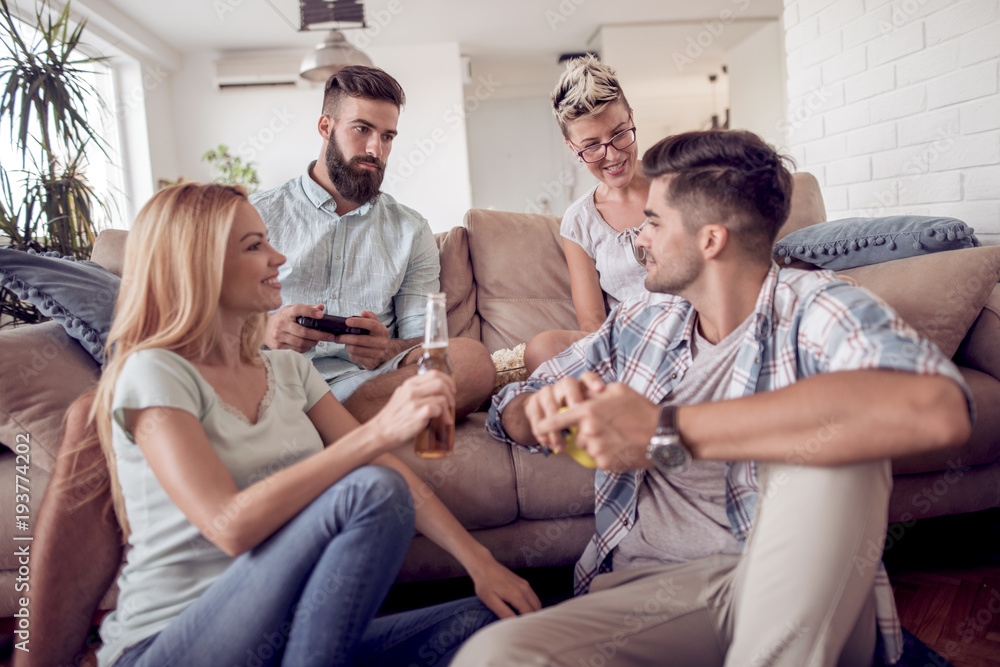 Friends having fun ,playing video games Friends having fun ,playing video games