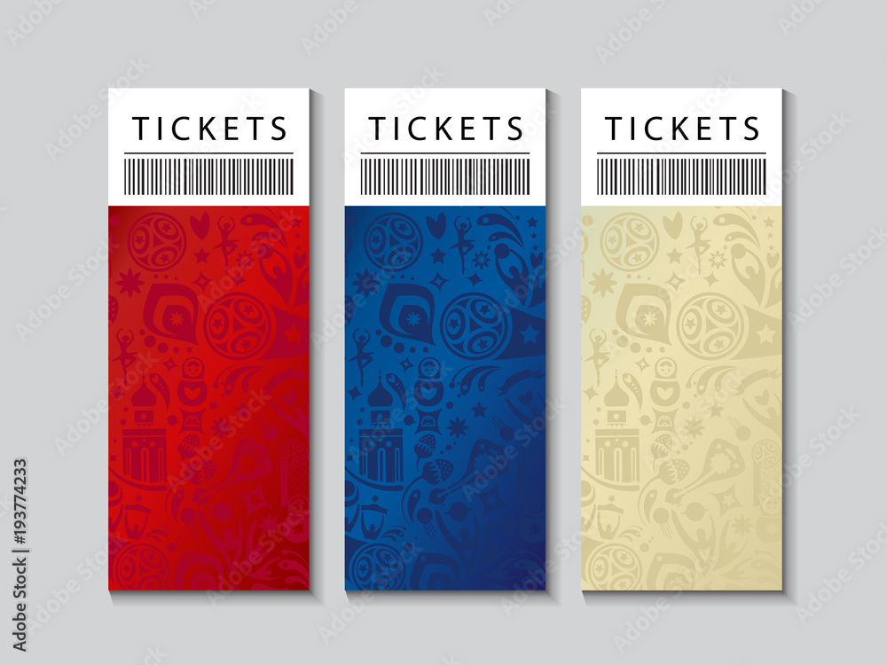 Naklejka premium World cup soccer international championship patterns set, tickets concept design abstract dynamic shapes, soccer award, footbal icons, soccer ball, vector template