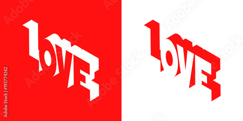 Logotipo LOVE en espacio negativo en rojo y blanco