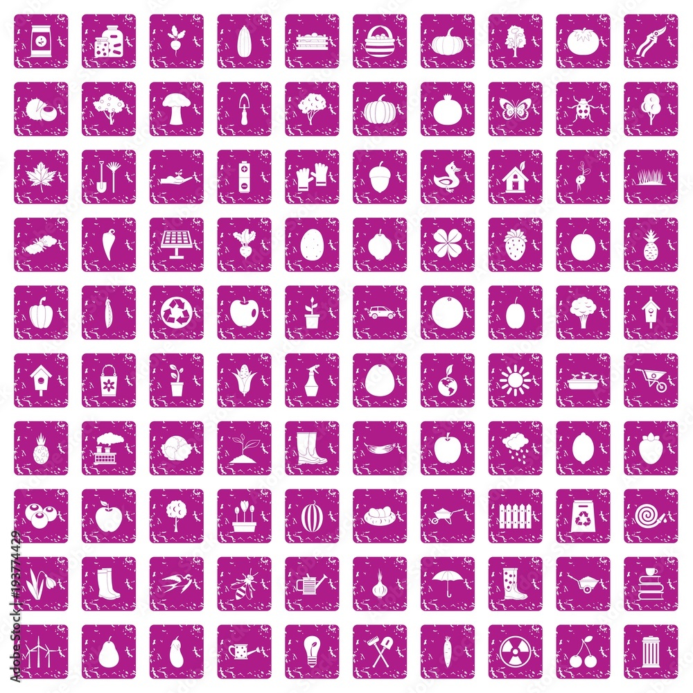 100 garden icons set grunge pink 100 garden icons set grunge pink