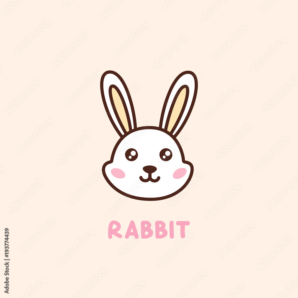 Cute face character rabbit. It can be used for sticker, patch, card, phone case, poster, t-shirt, mug etc. Cute face character rabbit. It can be used for sticker, patch, card, phone case, poster, t-shirt, mug etc.