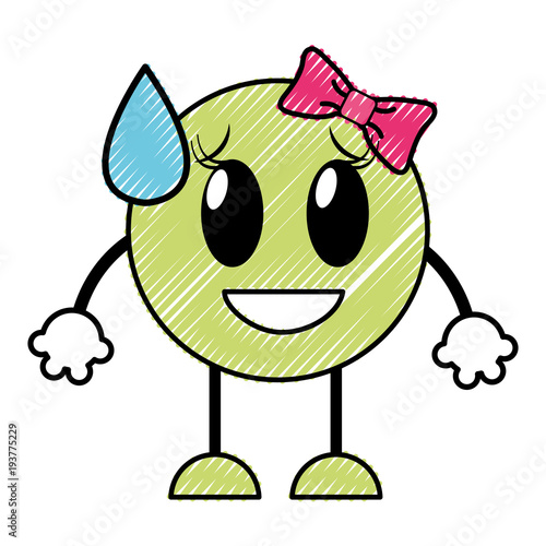 doodle shame laugh female emoji expression with arms and legs