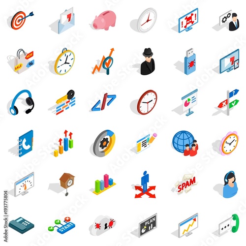 Worksite icons set, isometric style