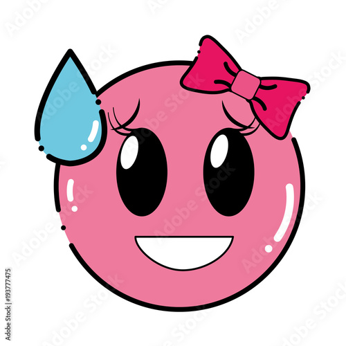 color shame laugh female emoji expression with ribbon bow