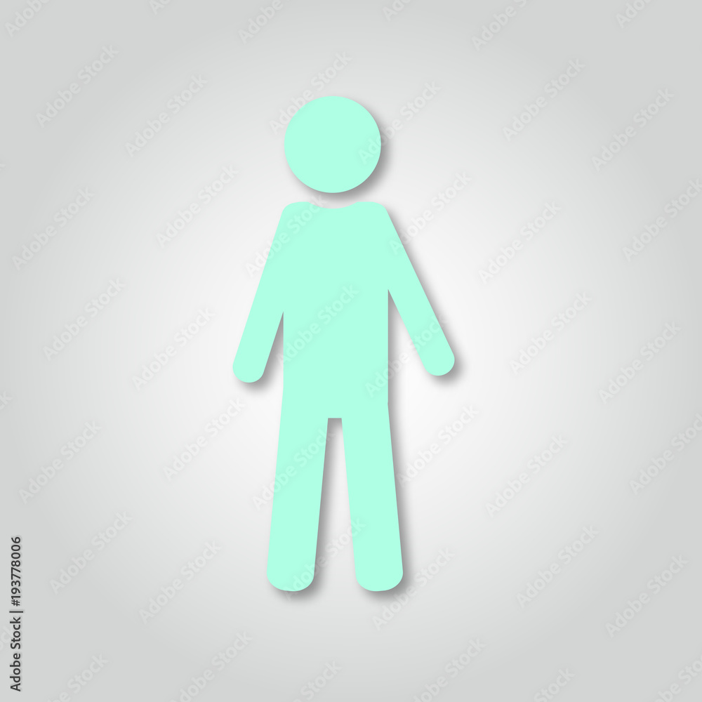 Man icon. Male sign. Man silhouette. Vector isolated 3d paper art style. Bathroom icon. Man icon. Male sign. Man silhouette. Vector isolated 3d paper art style. Bathroom icon.
