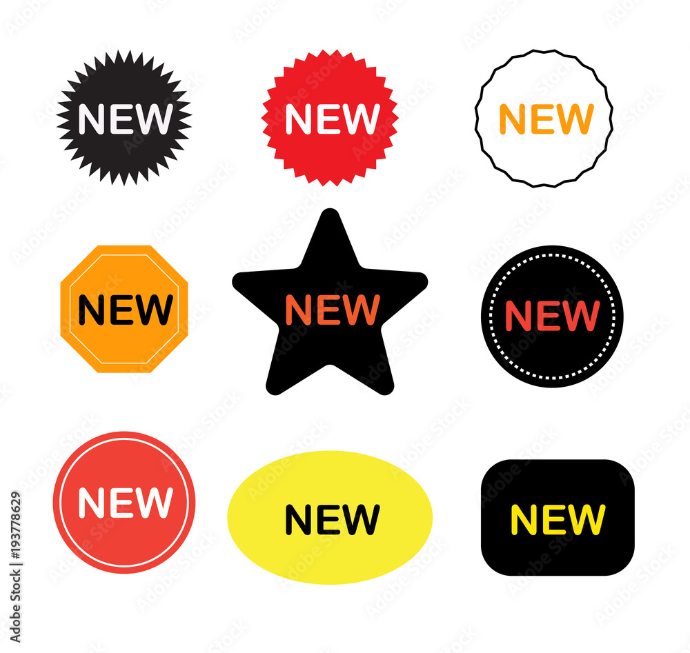 new stickers icon on white background. new labels sign. new sticker set. flat style.