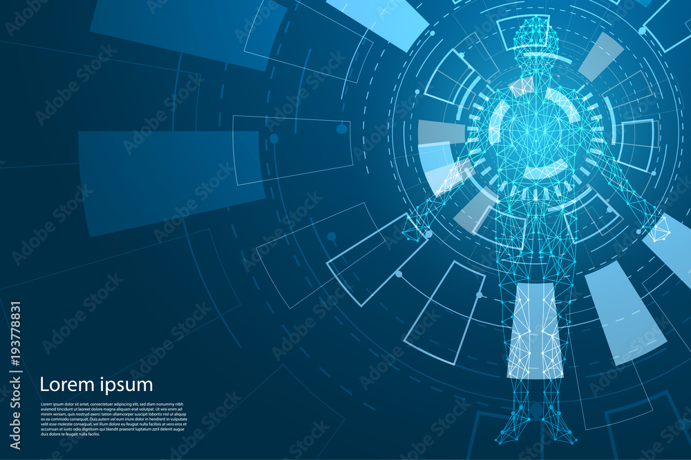abstract technology concept human digital and future circle Interface technology on hi tech background. abstract technology concept human digital and future circle Interface technology on hi tech background.