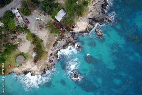 Aerial of 3 Dives point, Negril, Jamaica