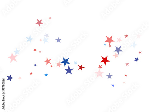 American Patriotic Deign, Vector Blue, Red, White Stars Confetti. Labor, Independence, Memorial Day, 4th of July Election Frame. American Patriotic Design, UK, Australia Freedom Falling Stars Texture.