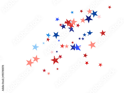 American Patriotic Deign, Vector Blue, Red, White Stars Confetti. Labor, Independence, Memorial Day, 4th of July Election Frame. American Patriotic Design, UK, Australia Freedom Falling Stars Texture.