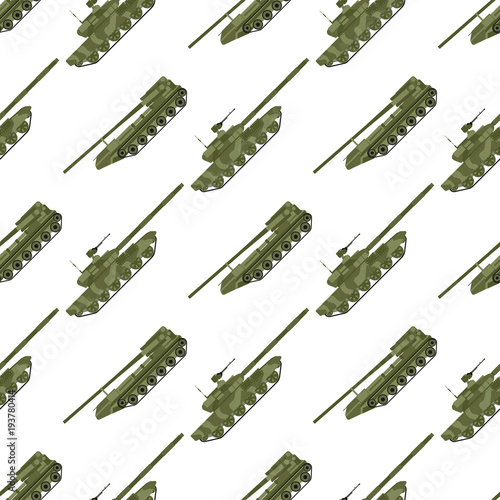 Military transport technic army war tanks industry technic armor system armored personnel camouflage seamless pattern background vector illustration.
