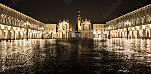 San Carlo square night scene, Torino, Italy