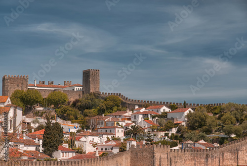 Fotografija Medieval town of Obidos with historic fortress and red-tiled roofs, Portugal