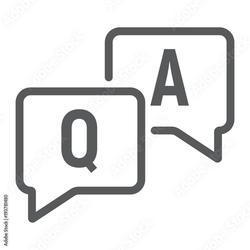 Question and answer line icon, e learning and education, speech bubble chat sign vector graphics, a linear pattern on a white background, eps 10.