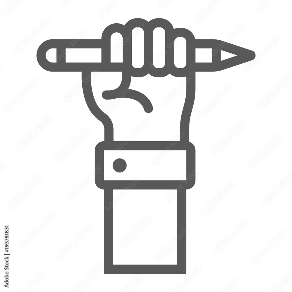 Education for all line icon, e learning and education, pencil in hand ...