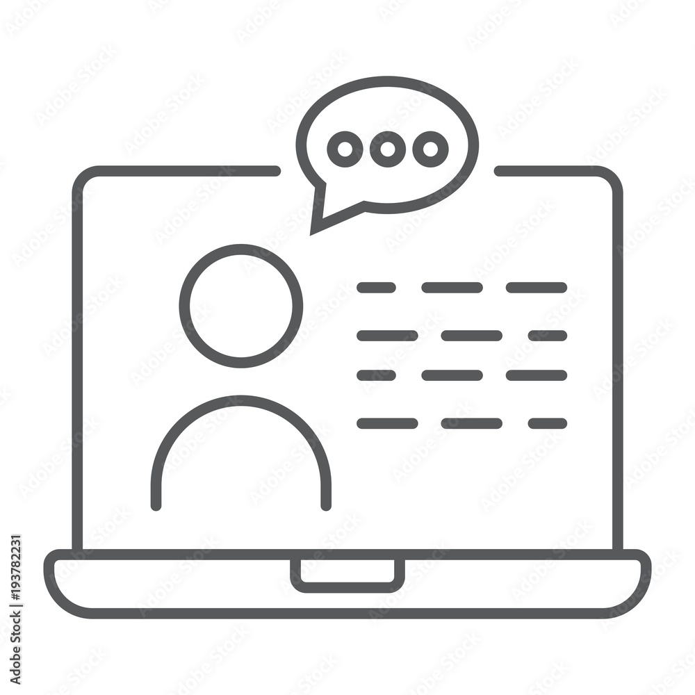 Online Consulting thin icon, e learning and education, support sign vector graphics, a linear pattern on a white background, eps 10. Online Consulting thin icon, e learning and education, support sign vector graphics, a linear pattern on a white background, eps 10.