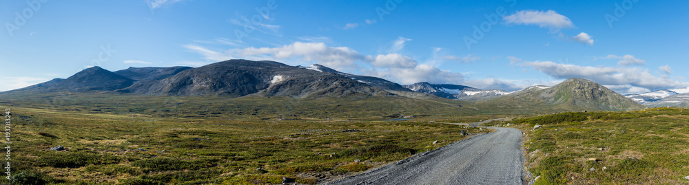Mountain landscape in Jotunheimen National Park, Norway. Panoram