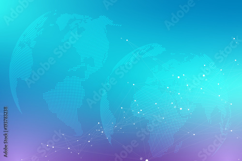Virtual Graphic Background Communication with World Globe. A sense of science and technology. Digital data visualization. Vector illustration