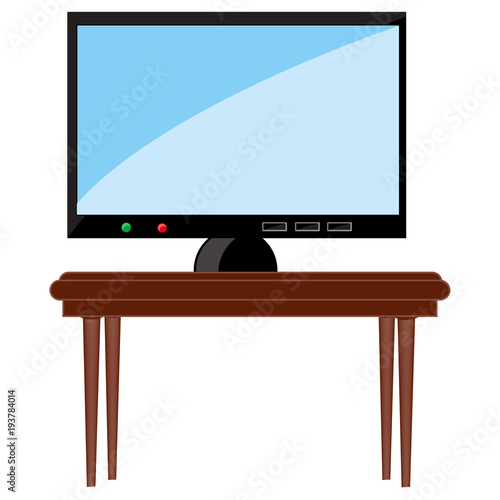 Television set on table